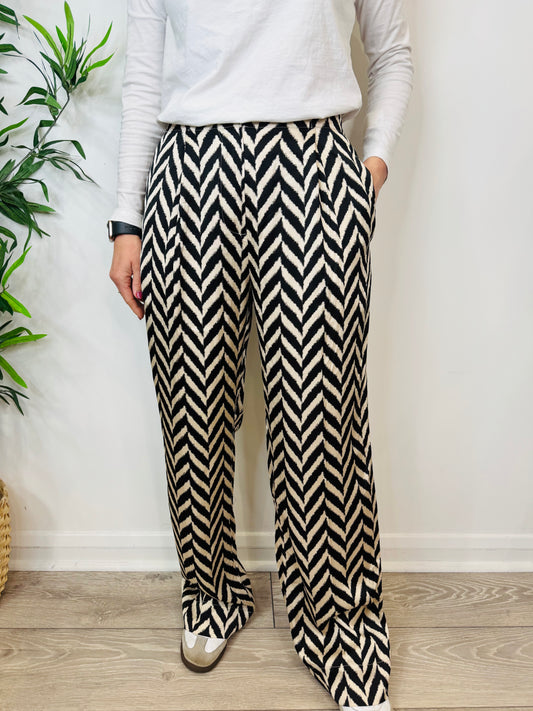 Chevron Straight Leg Trousers - Size S