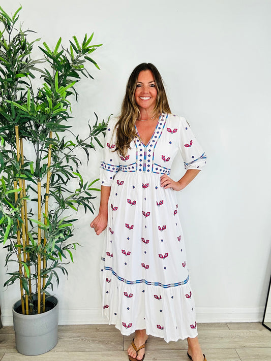 Embroidered Midi Dress - Size 1