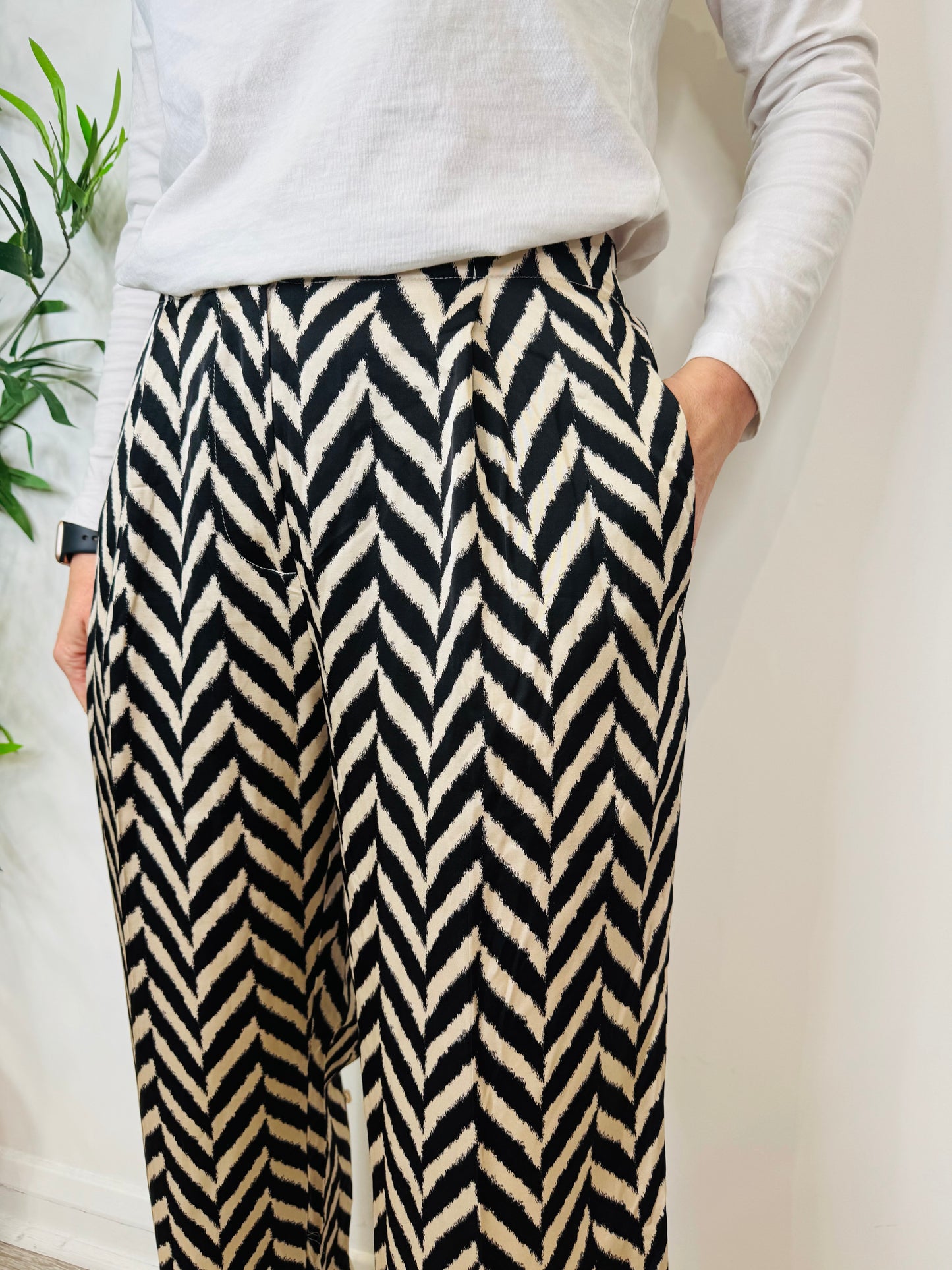 Chevron Straight Leg Trousers - Size S