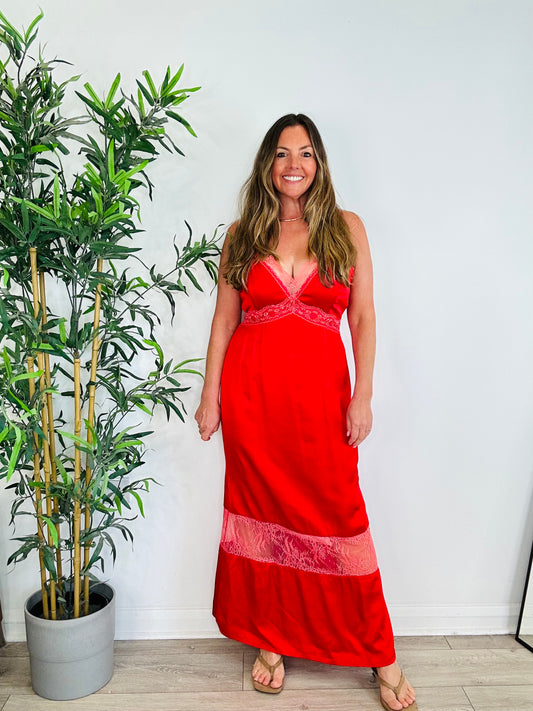 Satin Lace Dress - Size 12