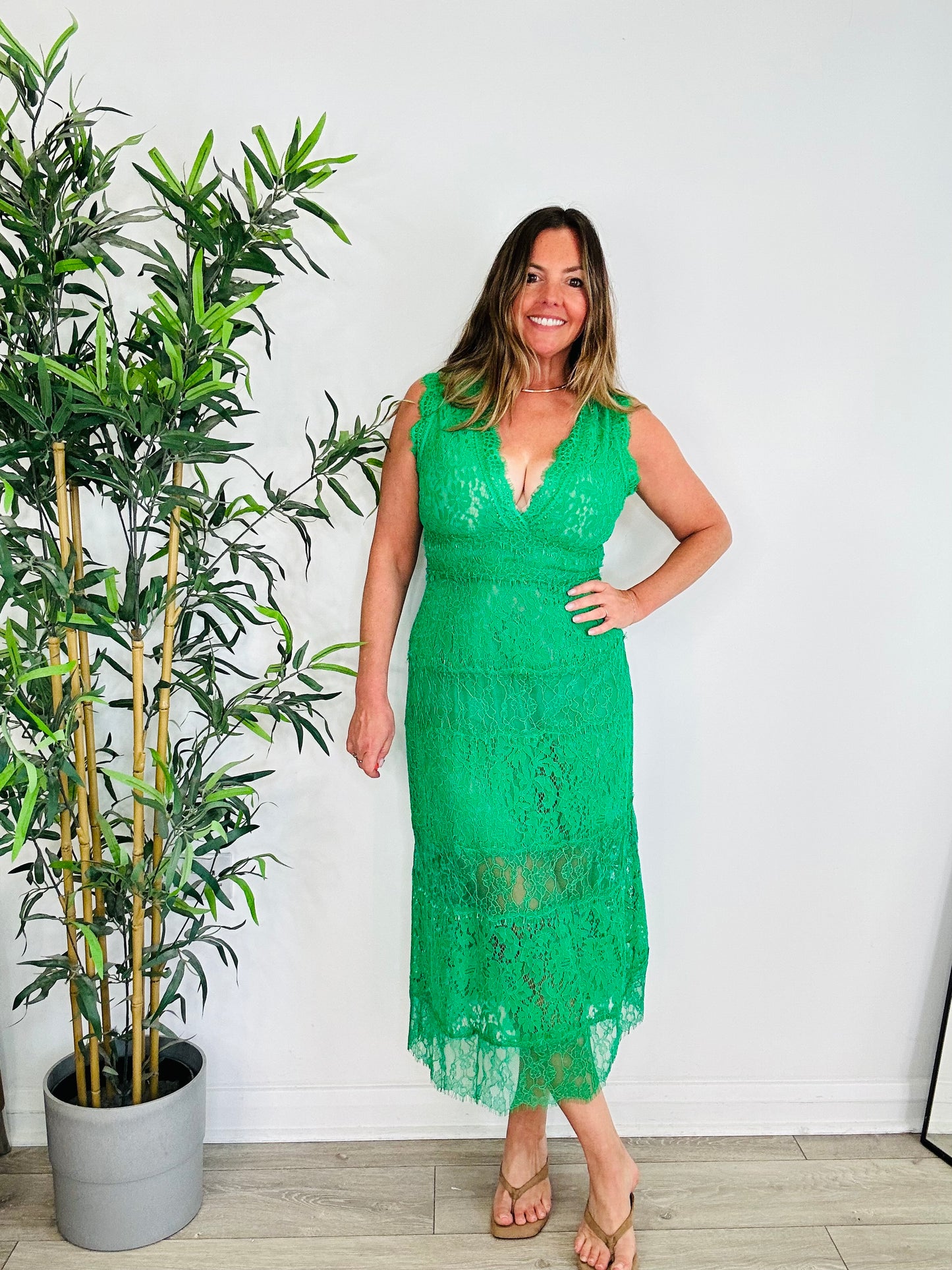 Lace Midi Dress - Size M