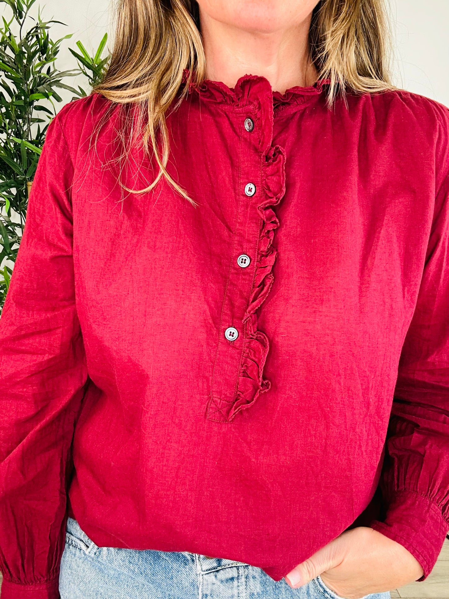 Cotton Frill Blouse - Size 38