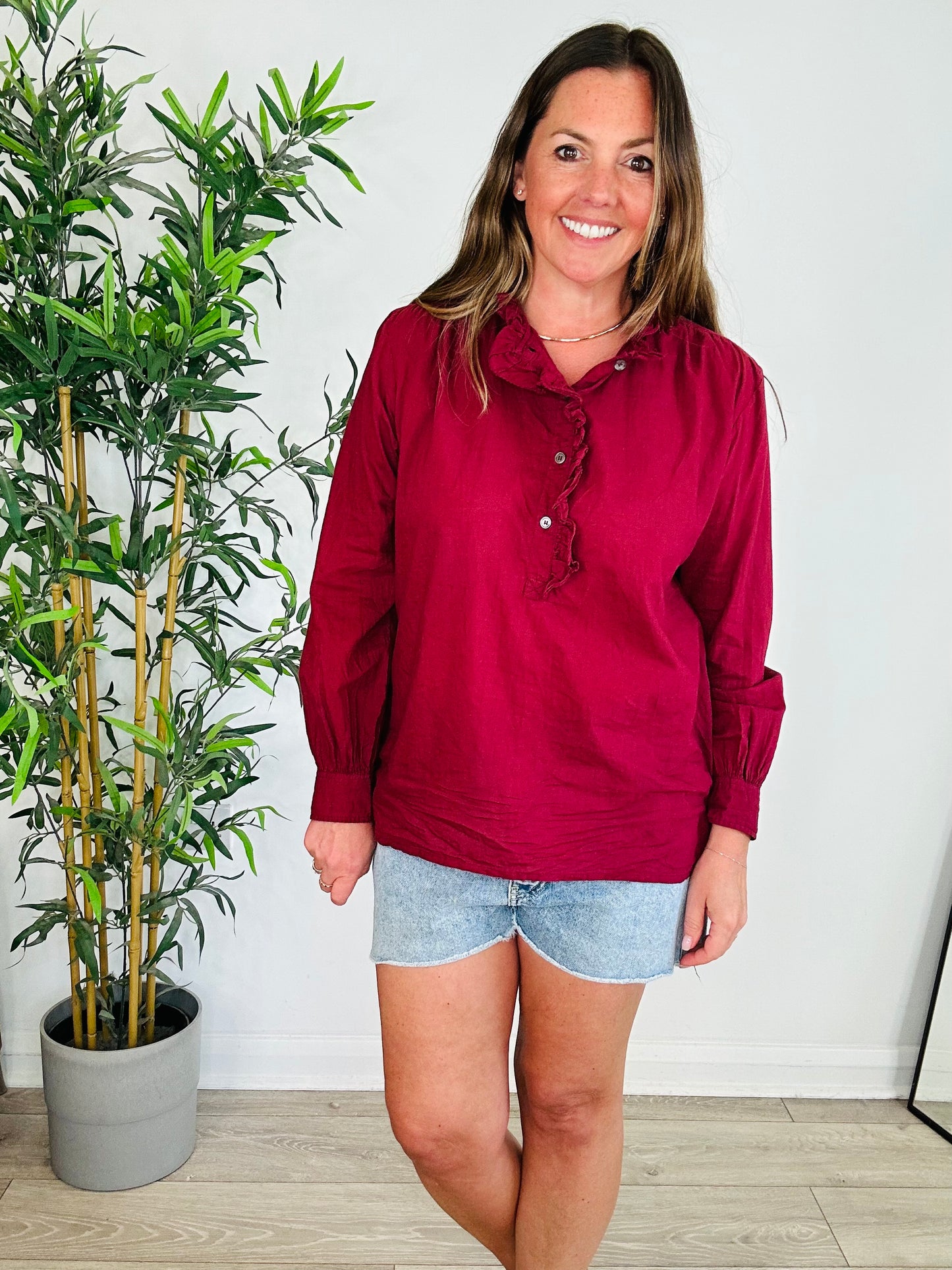 Cotton Frill Blouse - Size 38