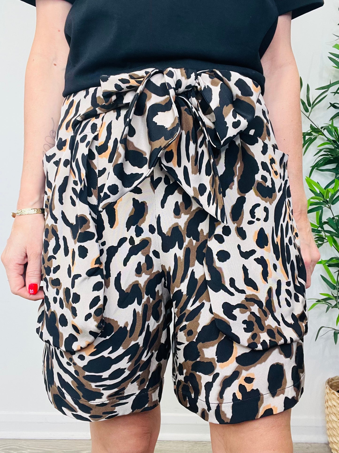 Silk Animal Print Shorts - Size 10