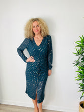 Load image into Gallery viewer, Metallic Patterned Midi Dress - Size M
