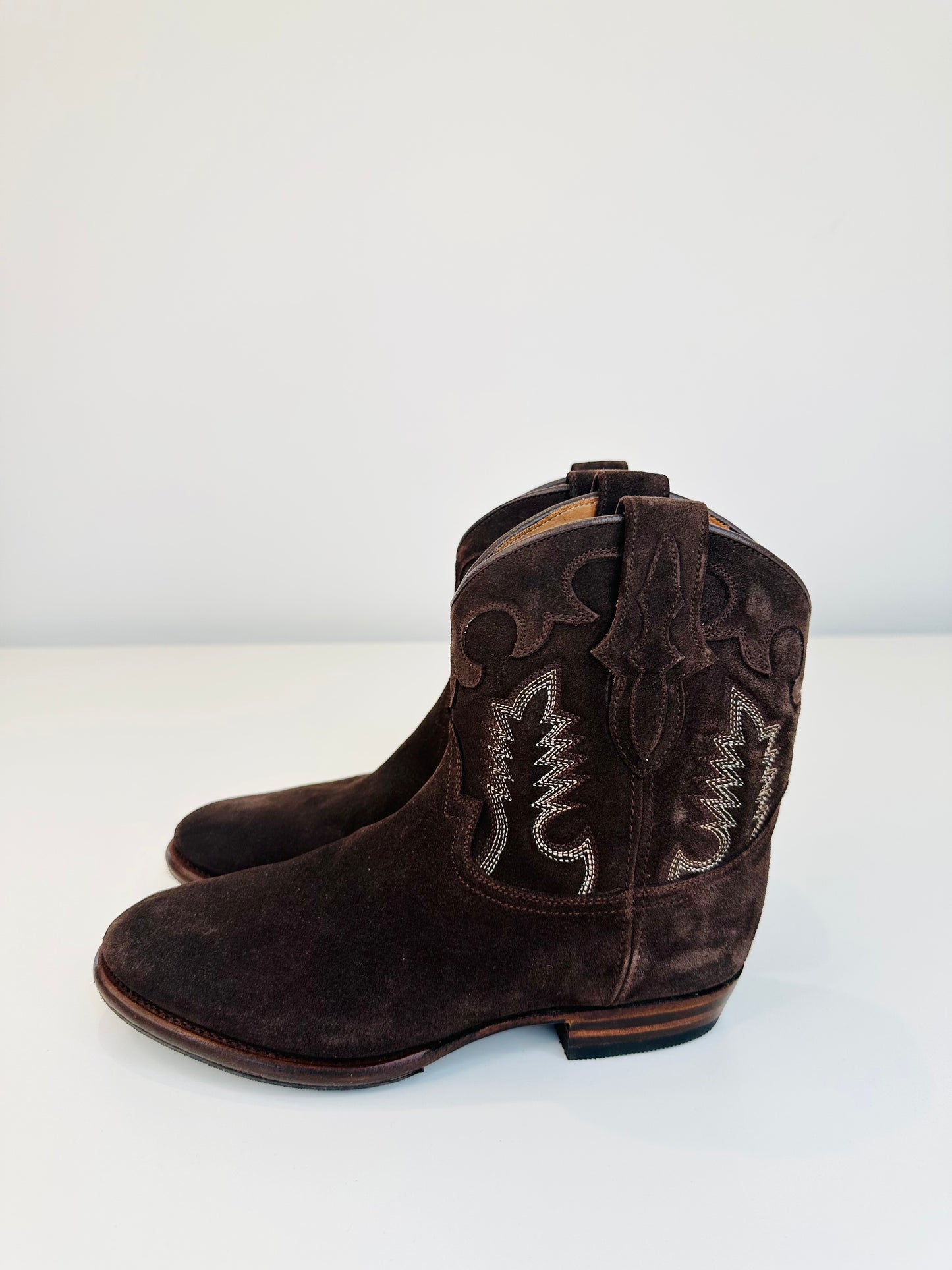 Suede Cowboy Boots - Size 36