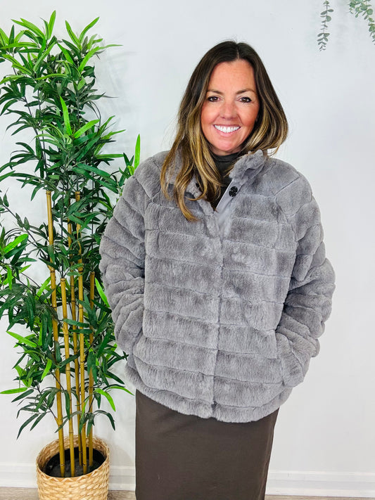 Faux Fur Jacket - Size 40