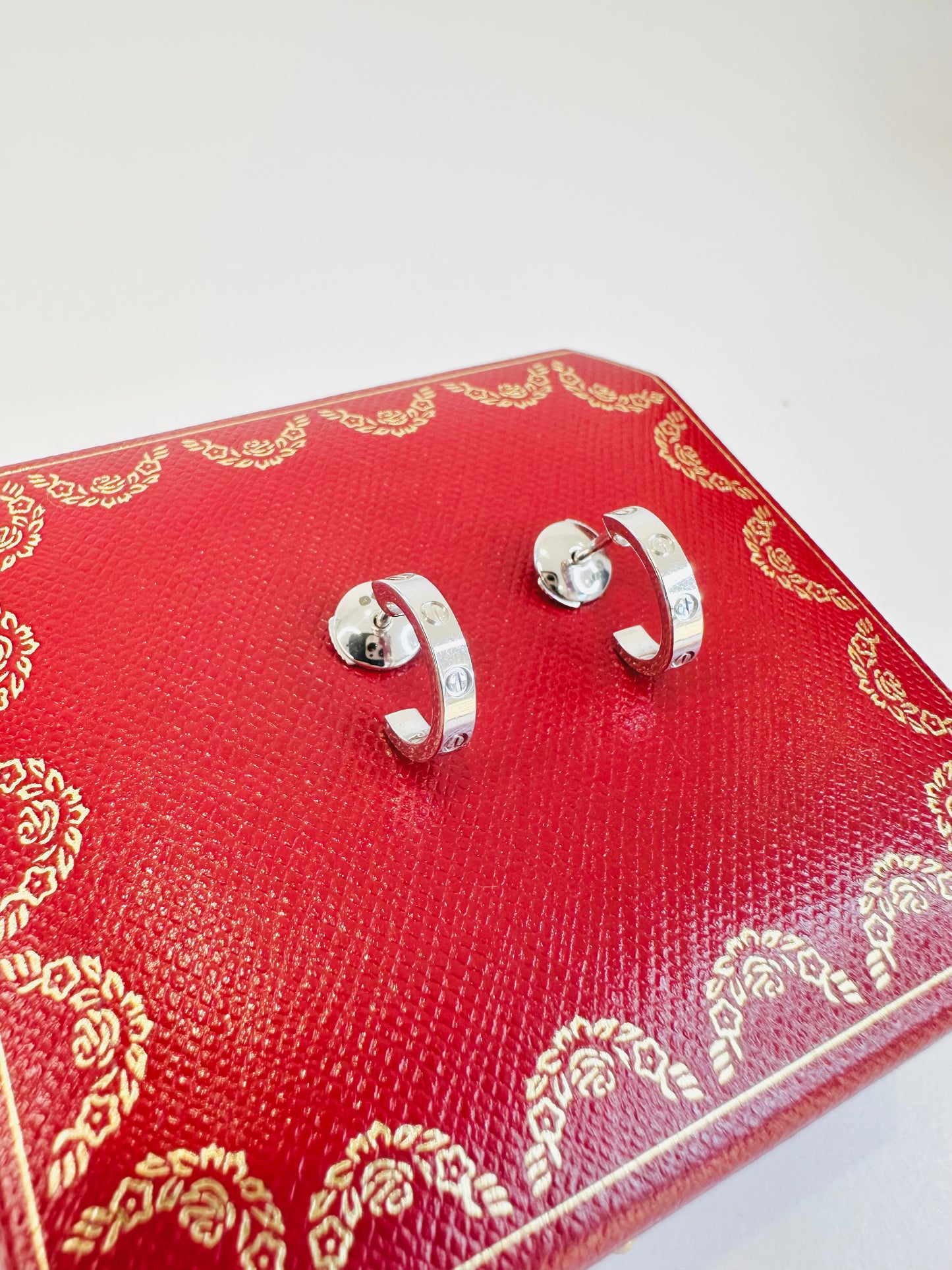 White Gold Small Love Hoop Earrings