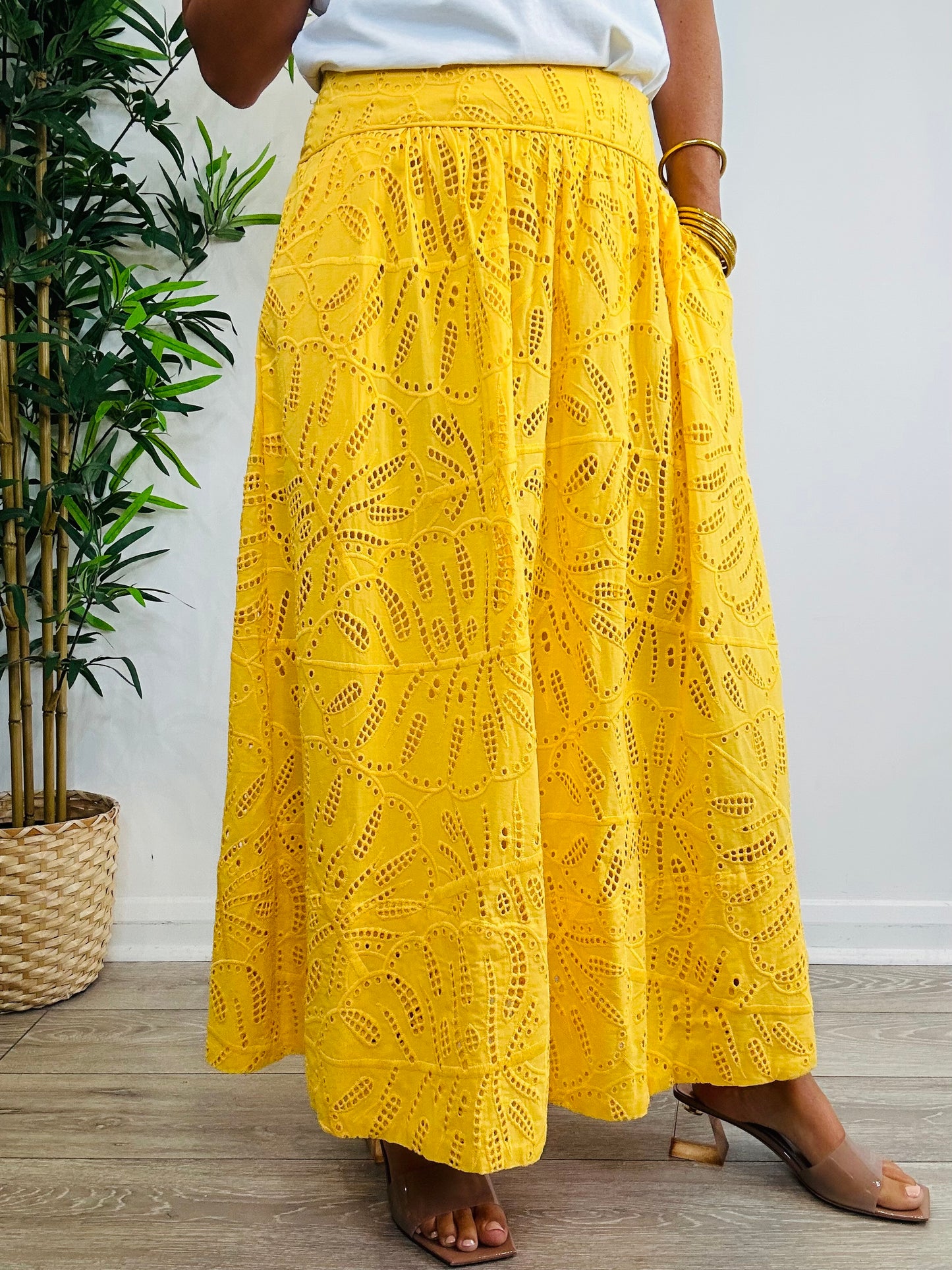 Broderie Maxi Skirt - Size M
