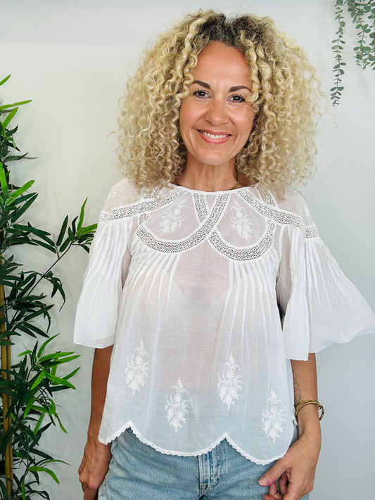 Embroidered Cotton Blouse - Size XS