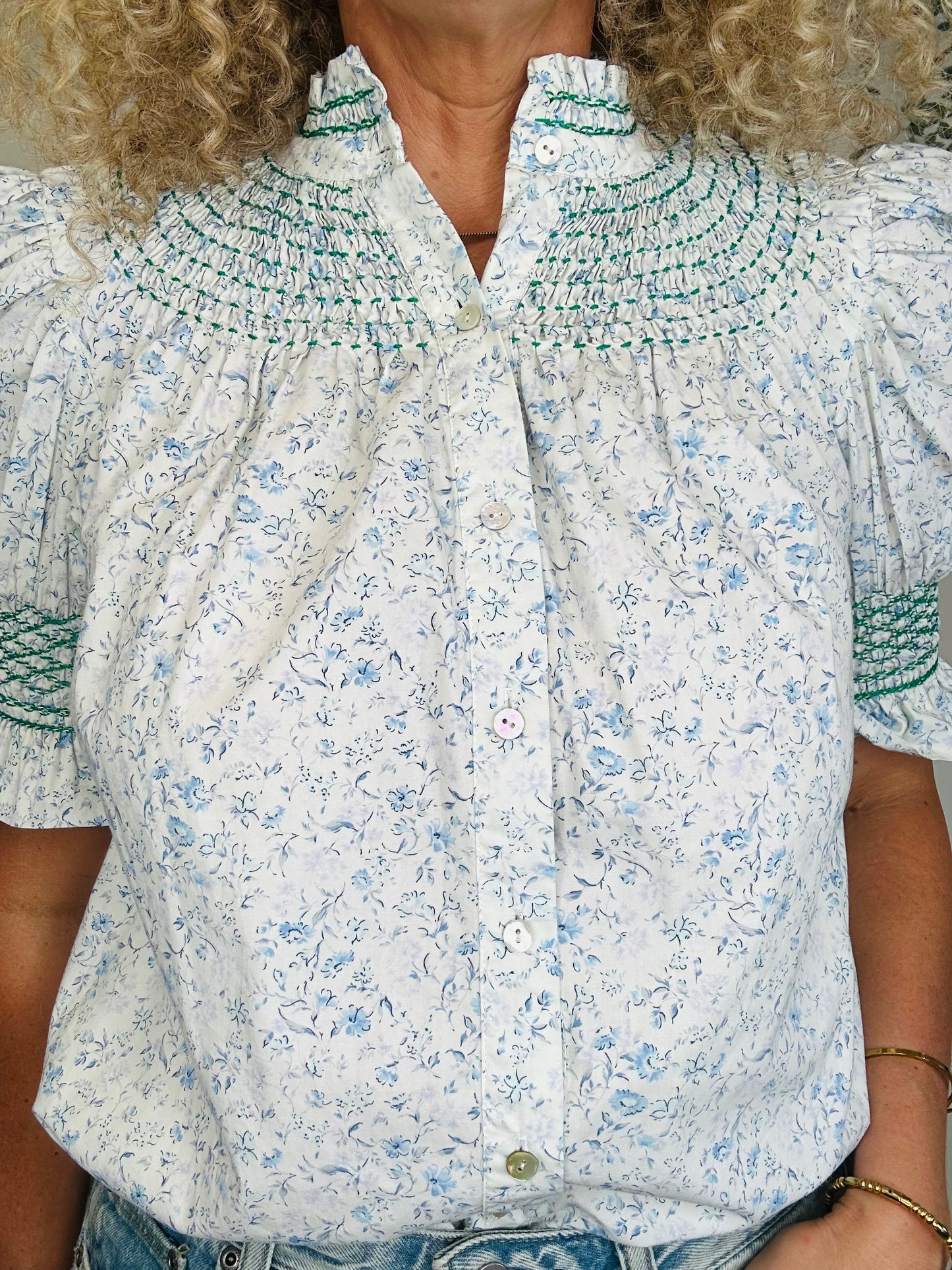 Floral Smocked Blouse - O/S