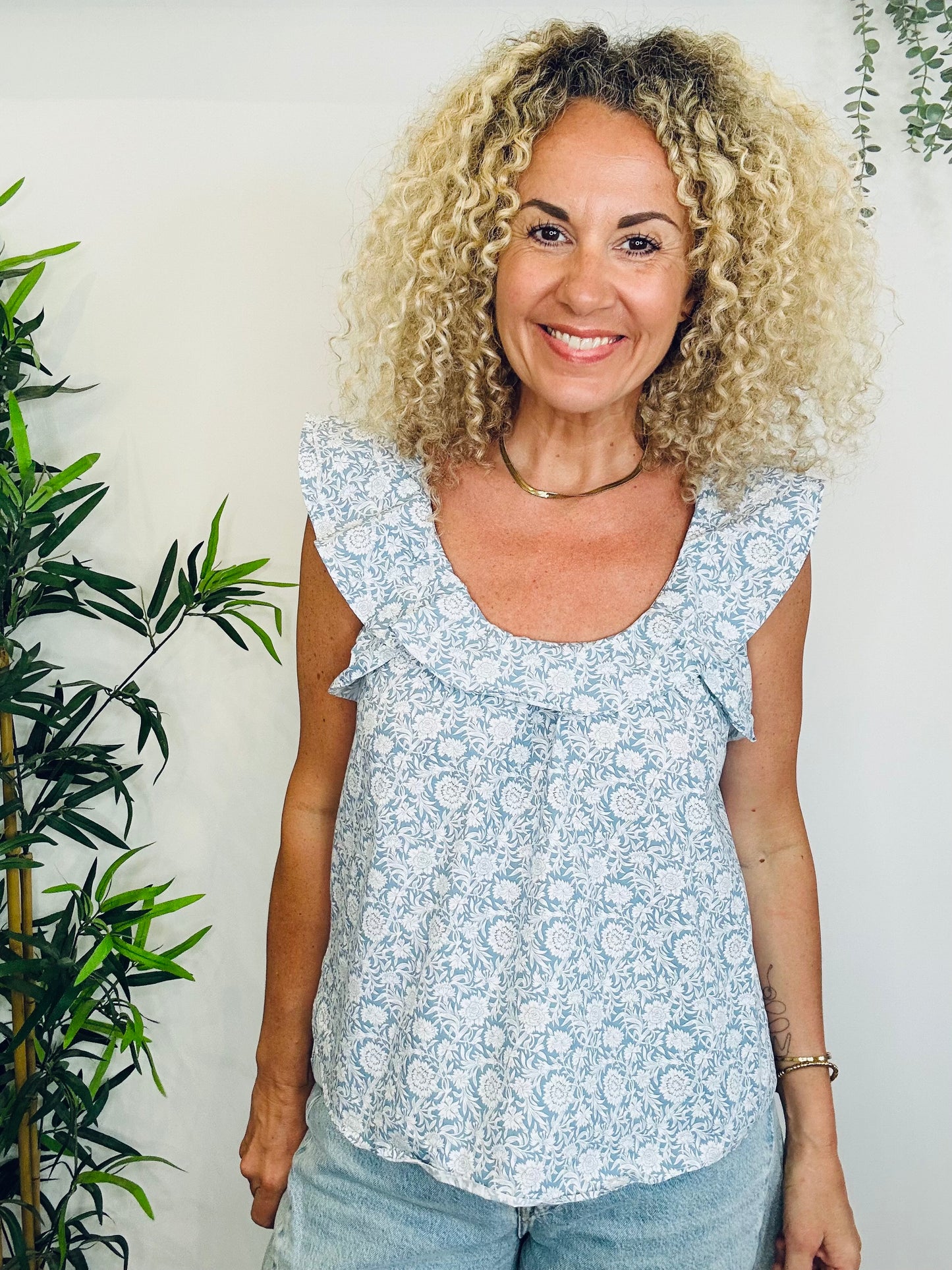 Floral Cotton Top - Size 38