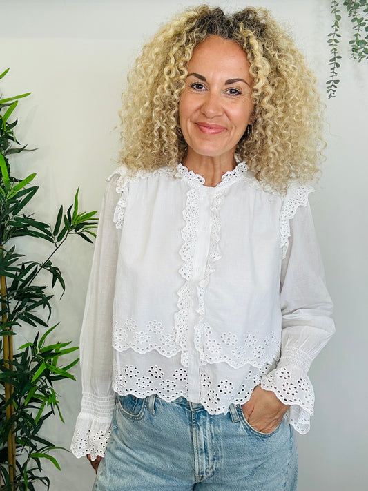 Broderie Frill Shirt - Size 12