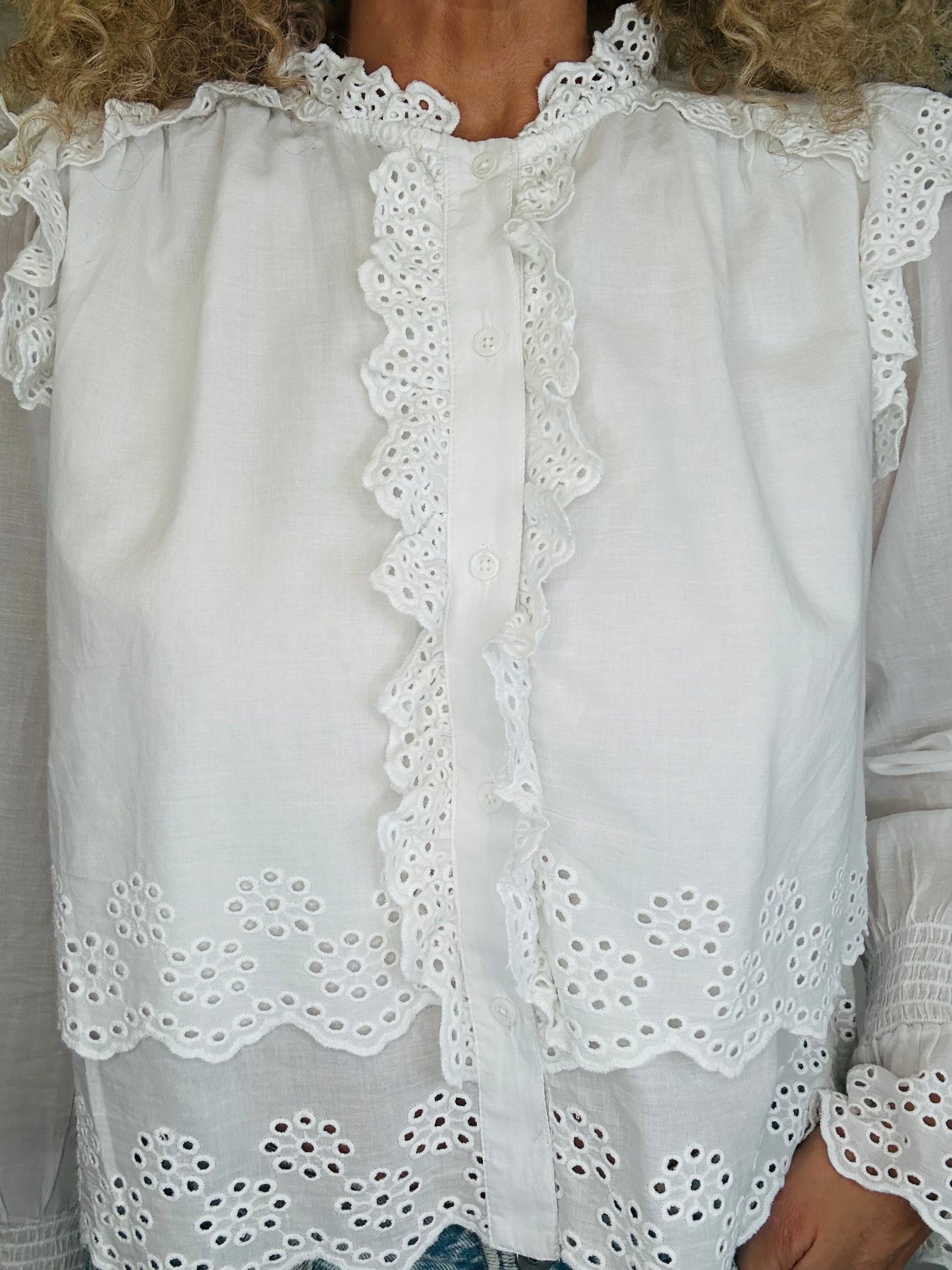Broderie Frill Shirt - Size 12