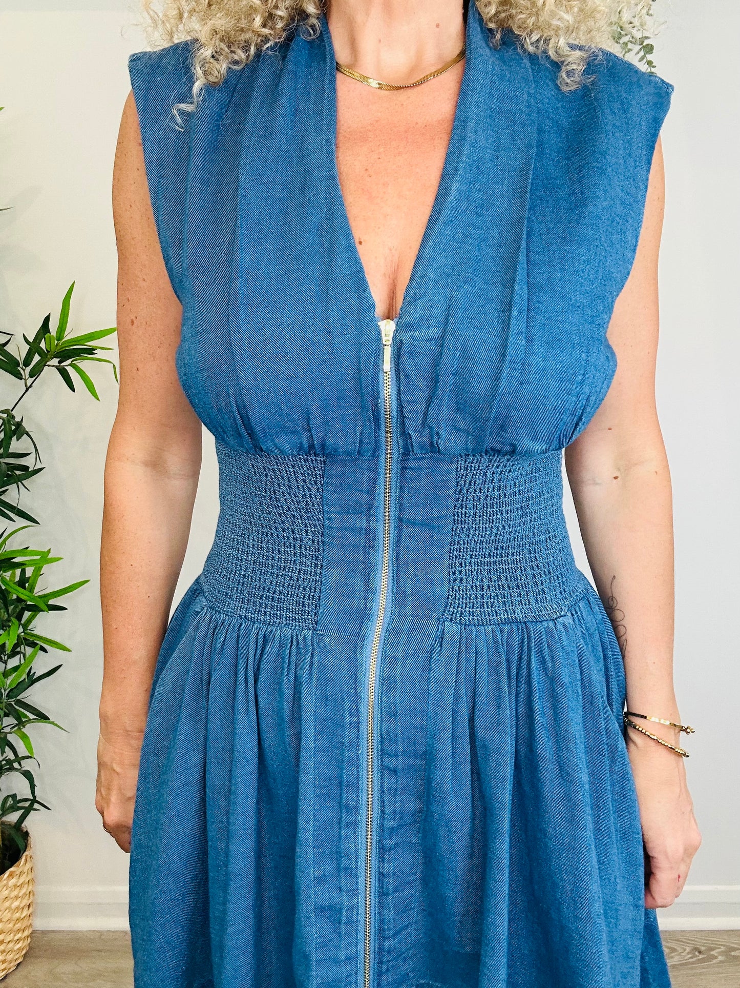 Short Chambray Dress - Size M