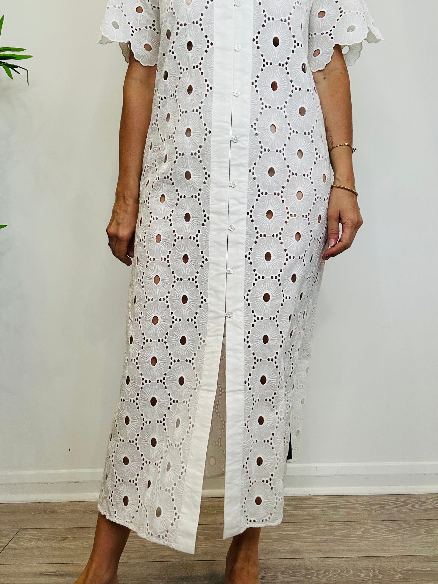 Broderie Shirt Dress - Size 8