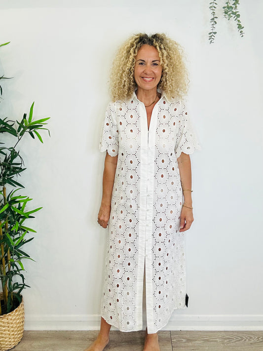Broderie Shirt Dress - Size 8
