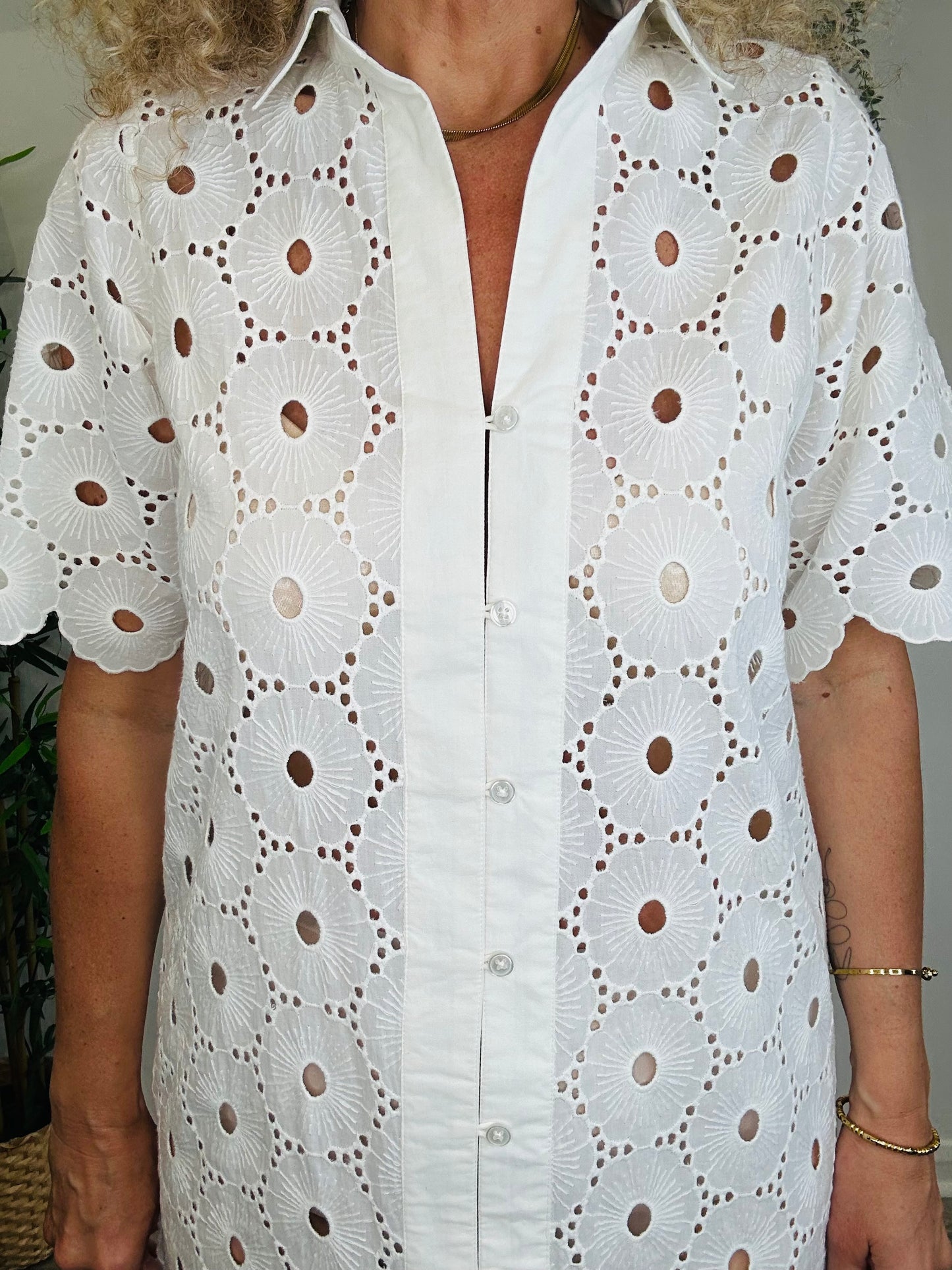 Broderie Shirt Dress - Size 8