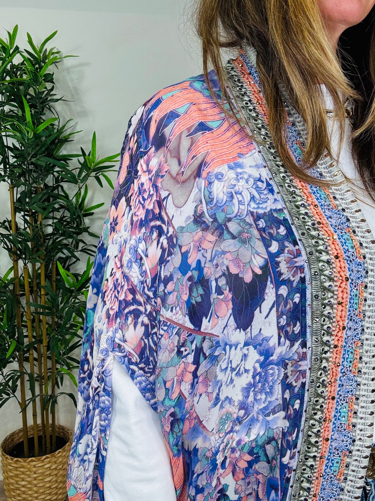 Embellished Silk Kimono - O/S