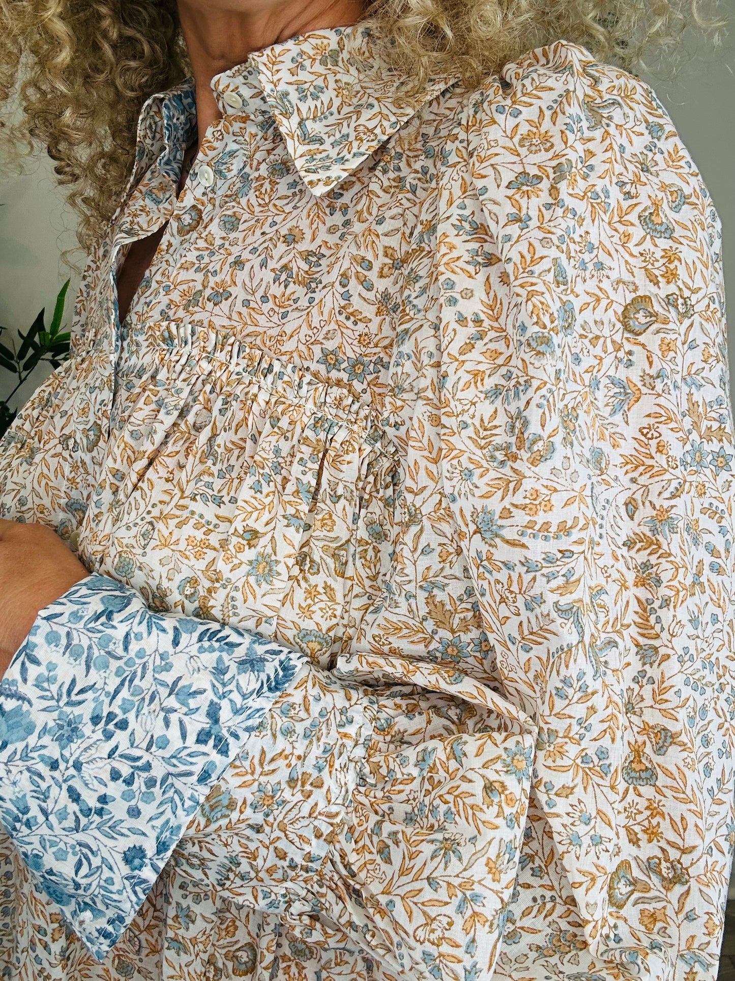 Floral Cotton Shirt Dress - Size S