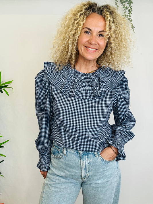 Check Cotton Blouse - O/S