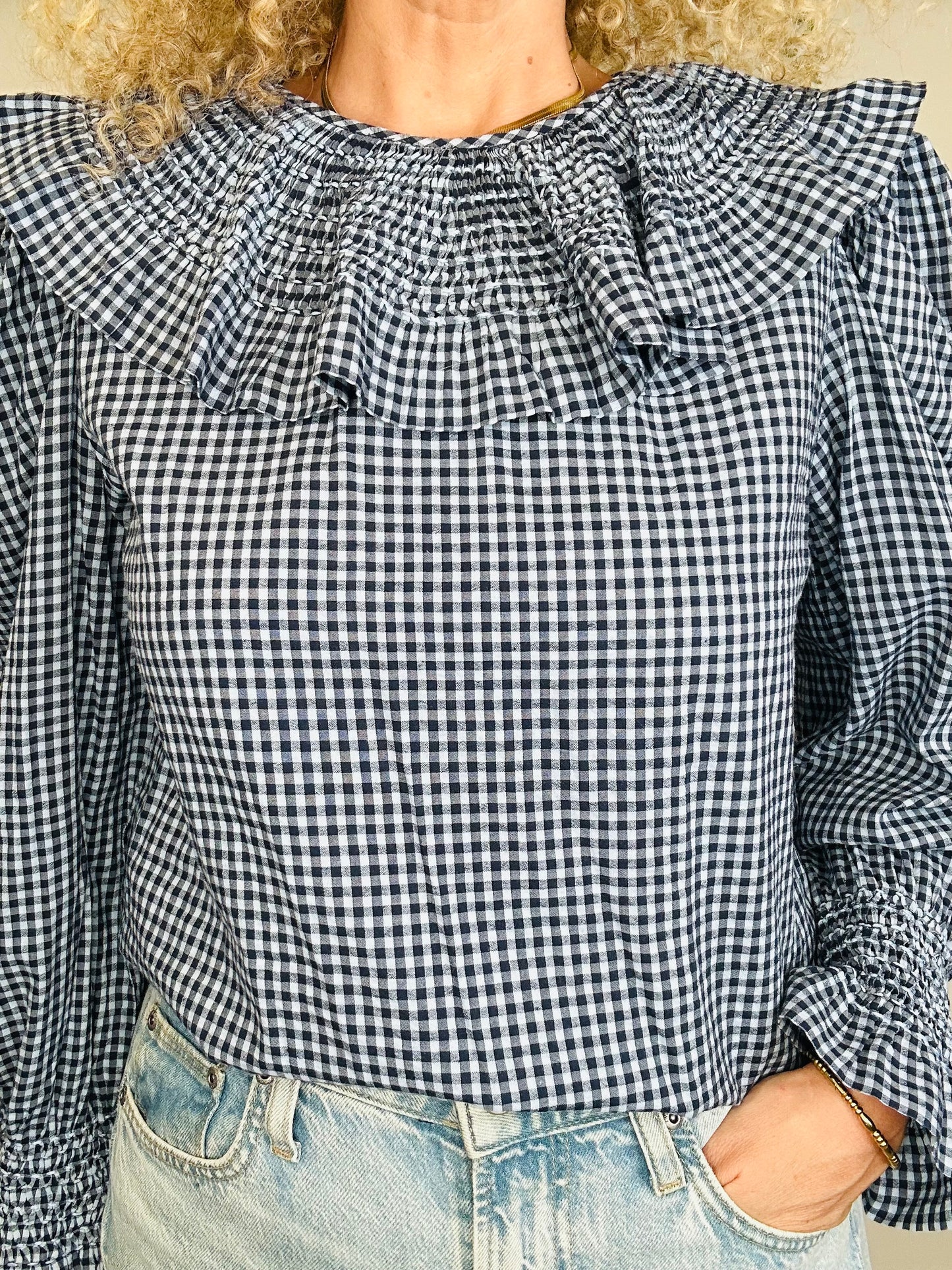 Check Cotton Blouse - O/S