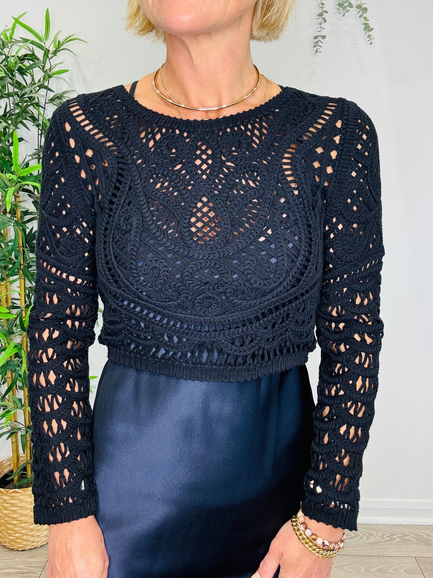 Cropped Crochet Jumper - Size 0