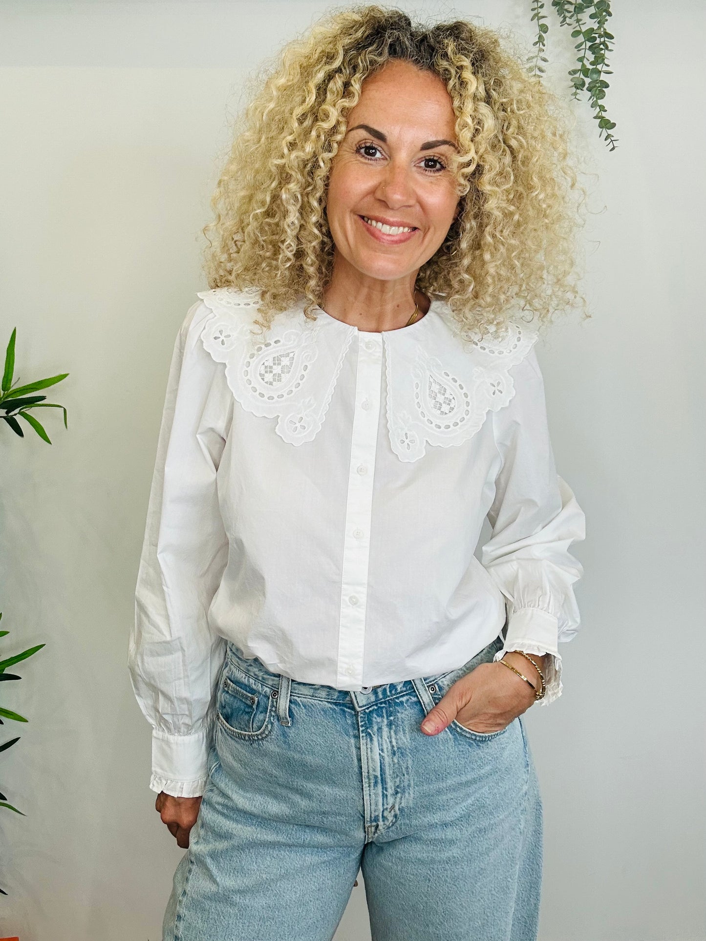 Broderie Collar Shirt - Size 38