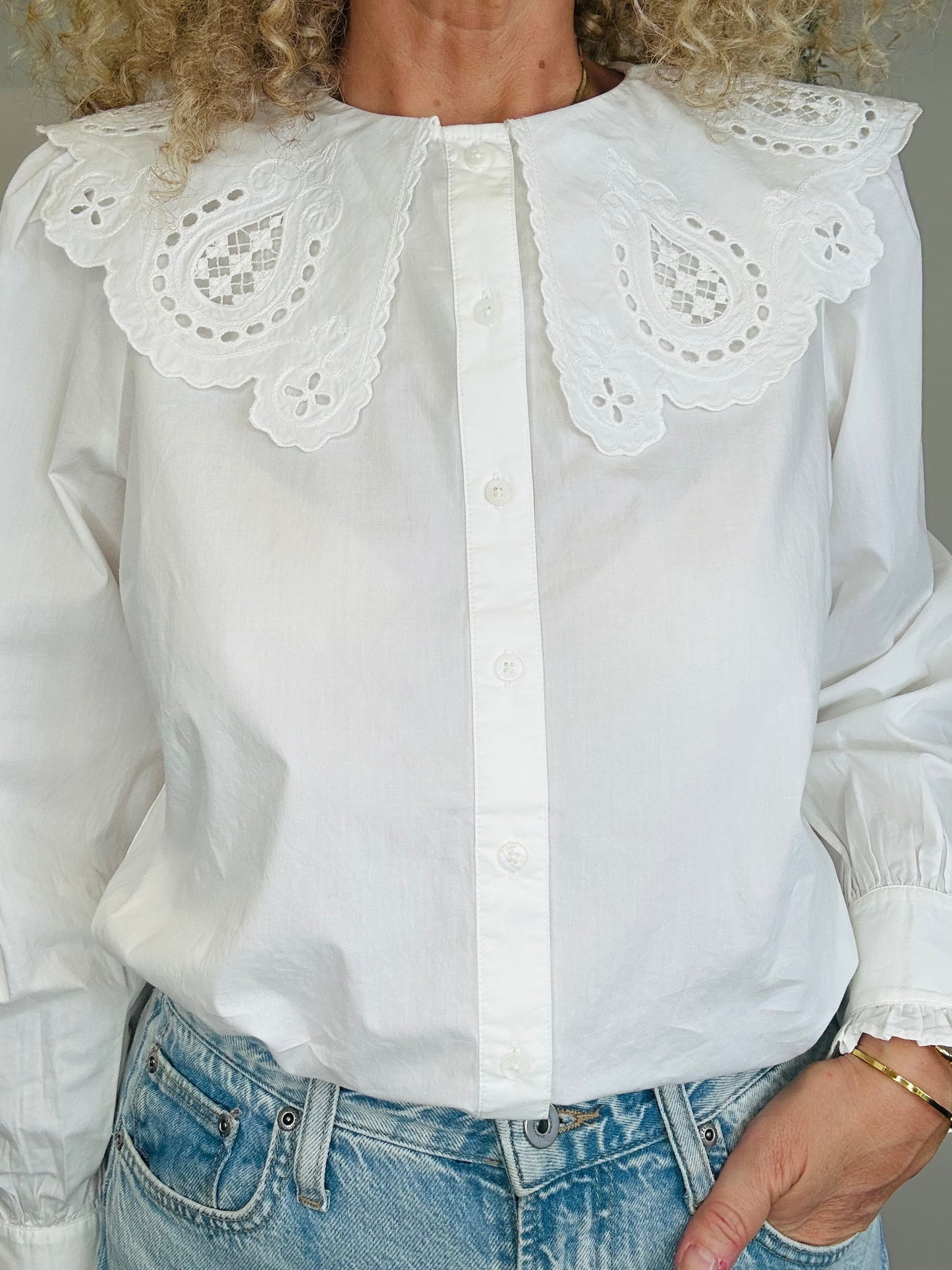 Broderie Collar Shirt - Size 38