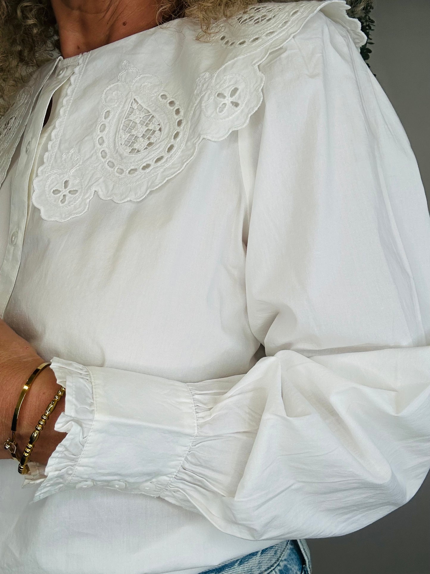Broderie Collar Shirt - Size 38