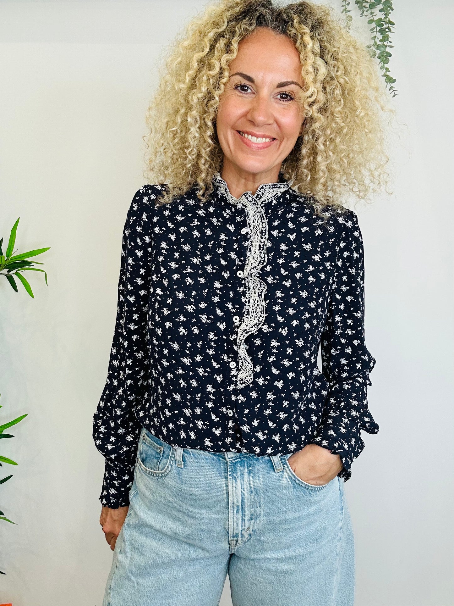 Floral Frill Shirt - Size 38