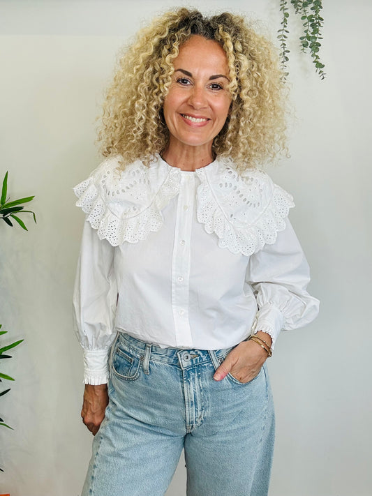 Broderie Collar Shirt - Size S