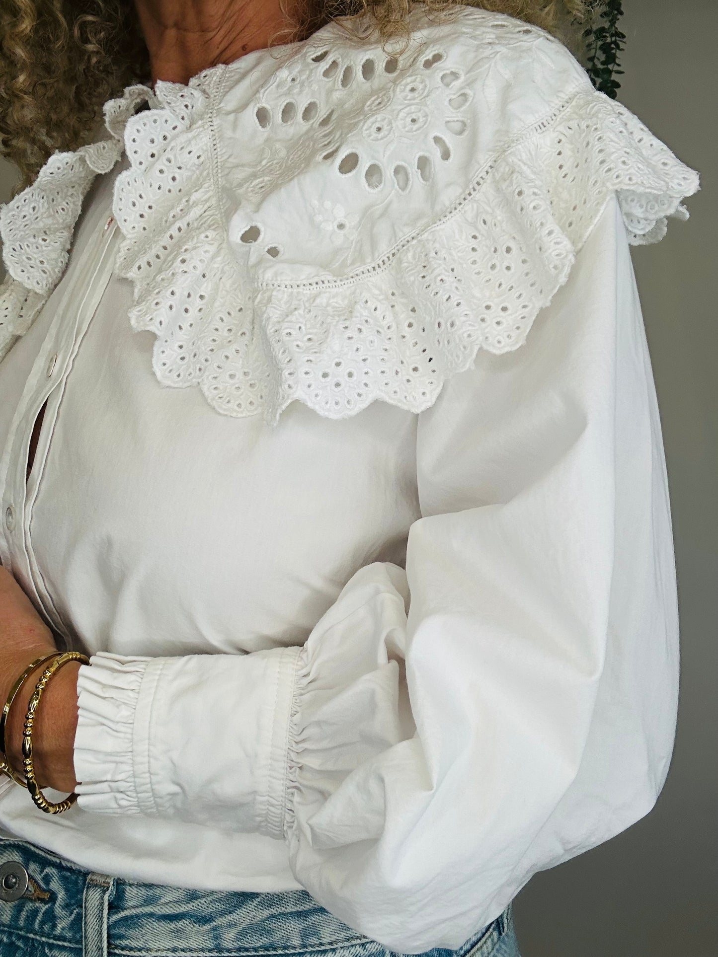 Broderie Collar Shirt - Size S