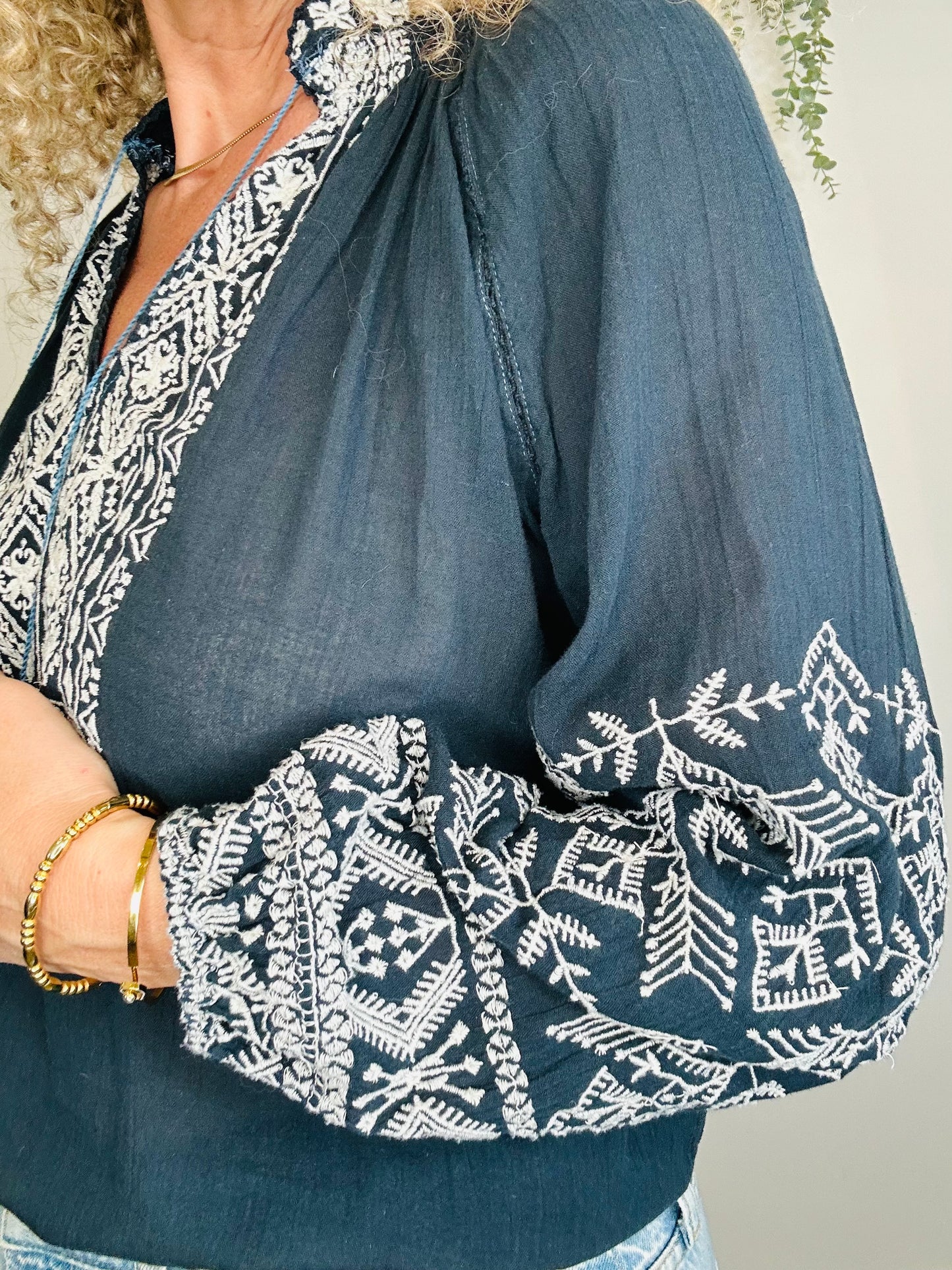 Embroidered Cotton Top - Size M