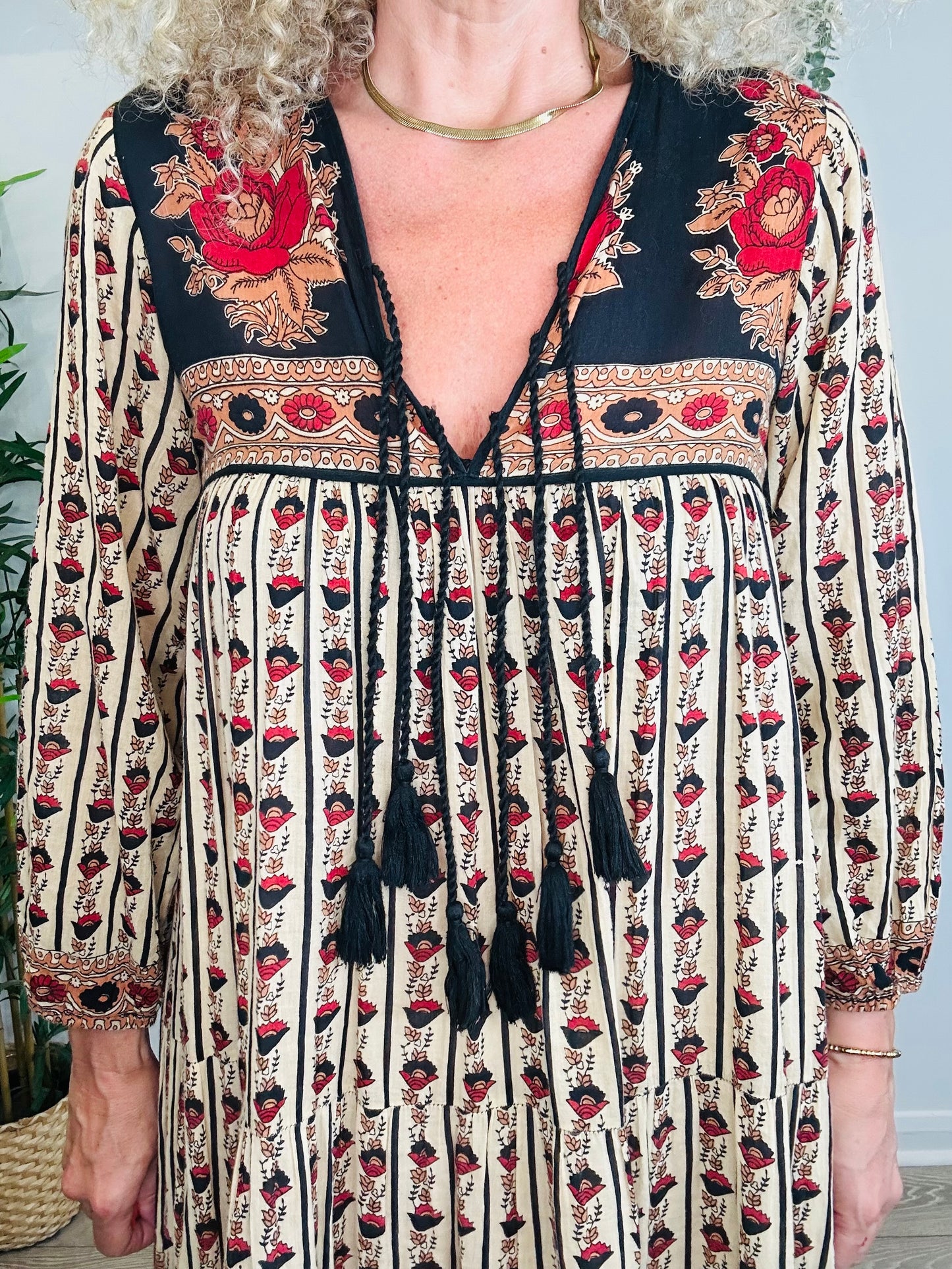 Patterned Cotton Dress - Size XS