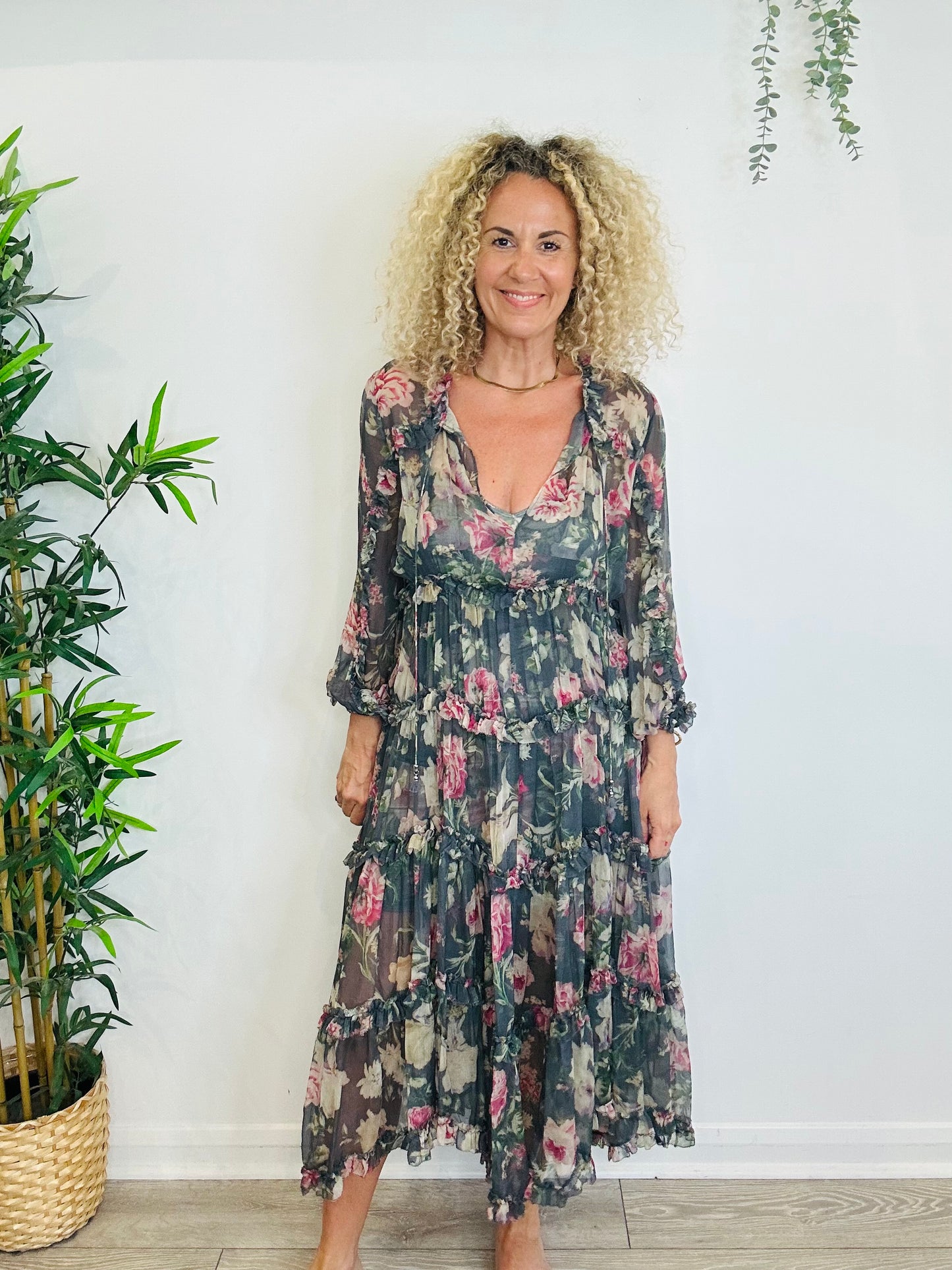 Floral Silk Dress - Size 0