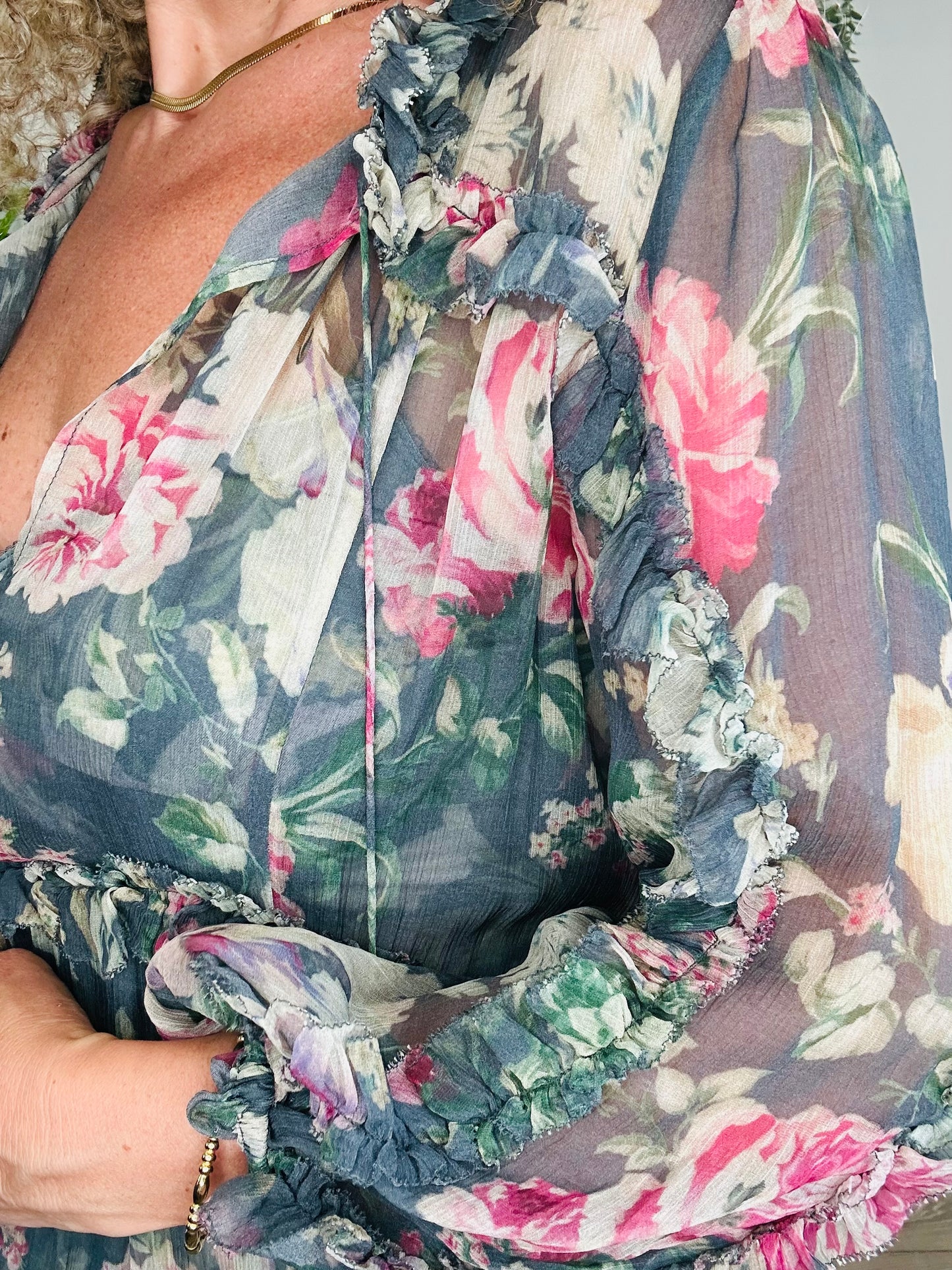 Floral Silk Dress - Size 0