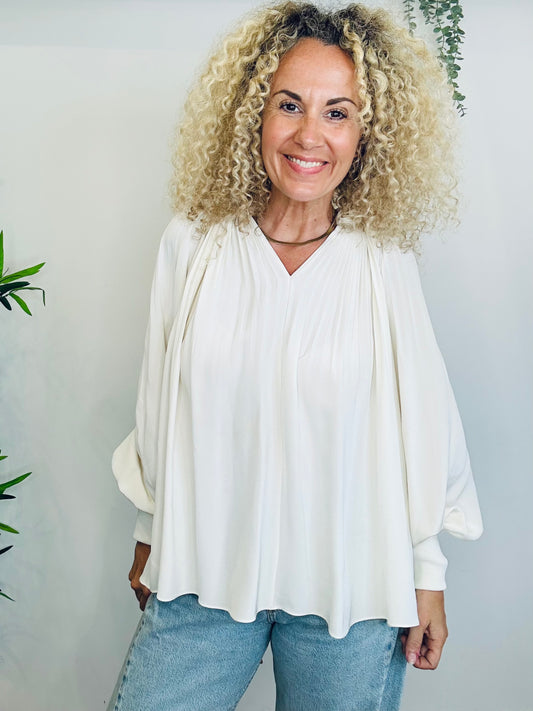 Pleated Silk Blouse - Size 0