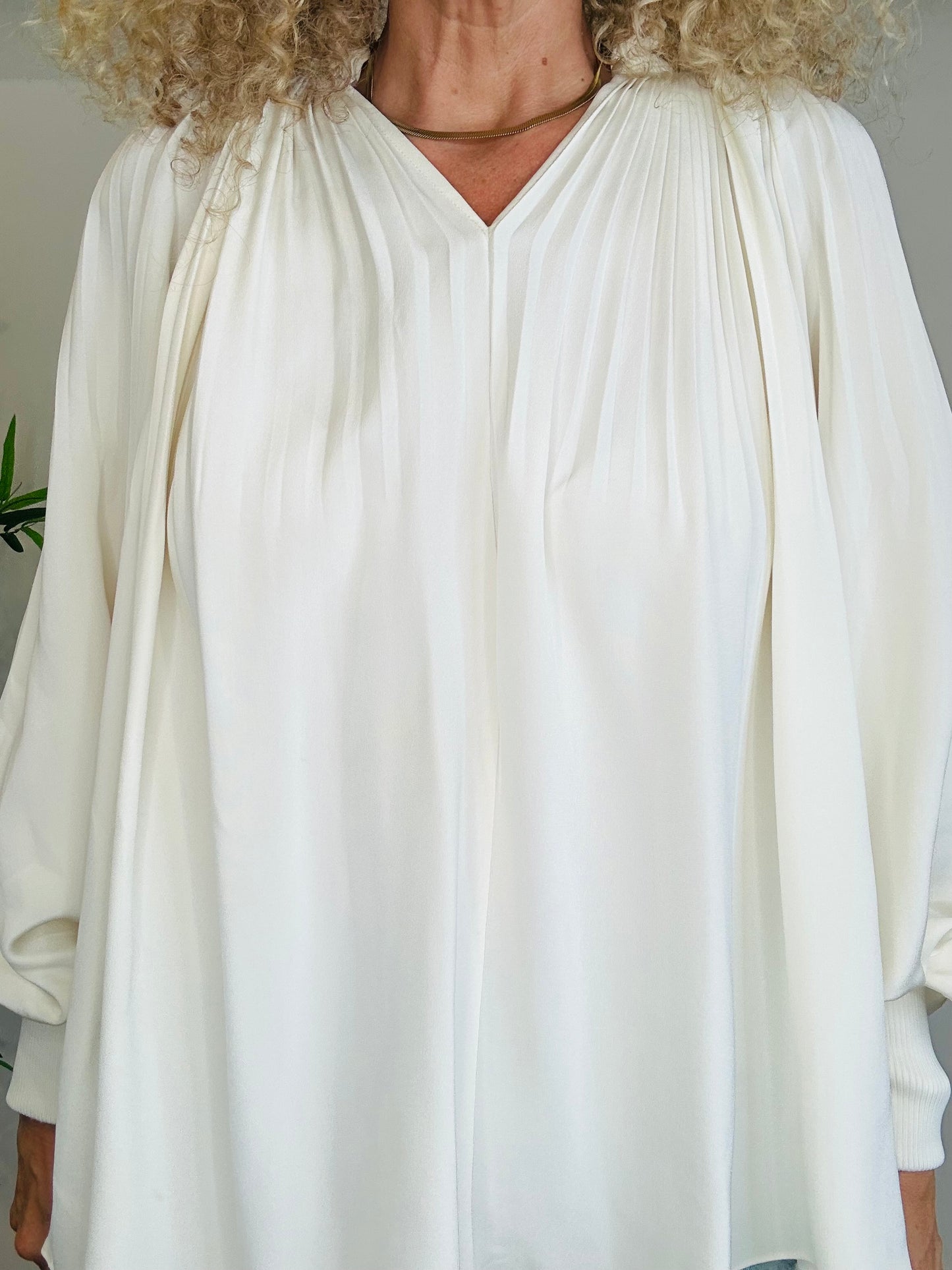 Pleated Silk Blouse - Size 0