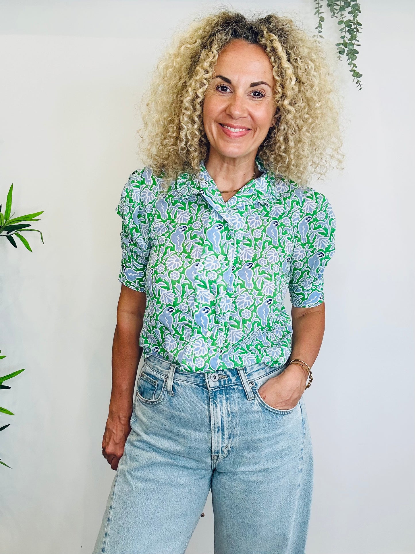 Patterned Cotton Shirt - Size XS