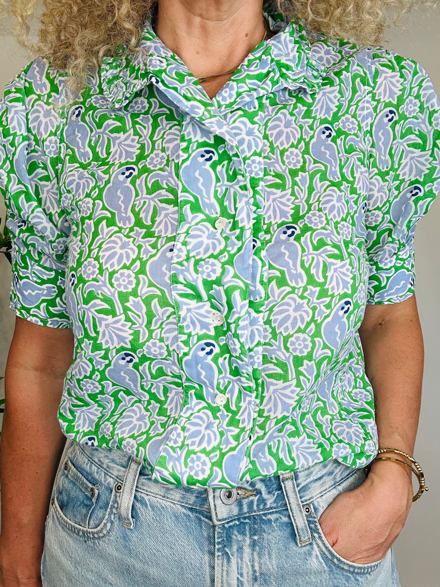 Patterned Cotton Shirt - Size XS