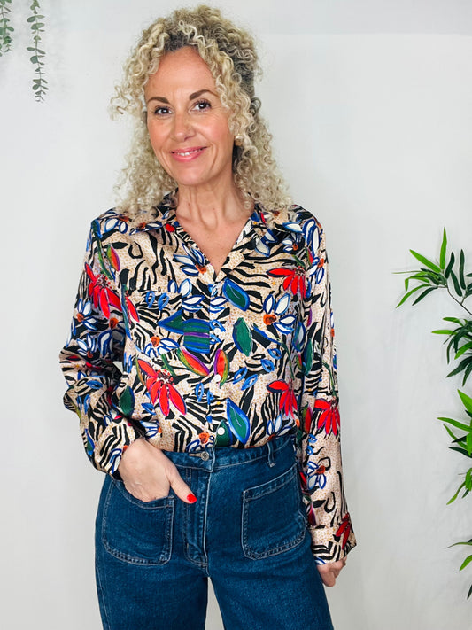 Silk Patterned Shirt - Size M