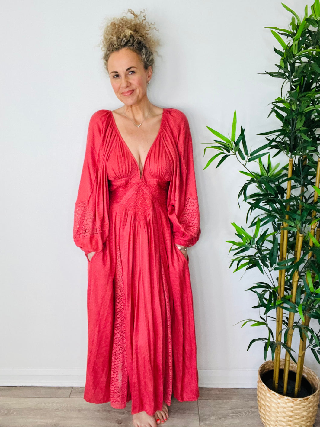 Embroidered Maxi Dress - Size S