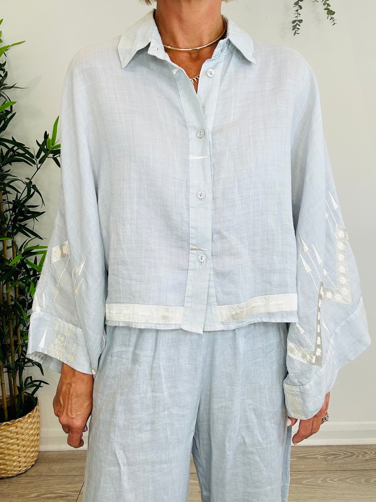 Linen Shirt & Trousers Set - Size S