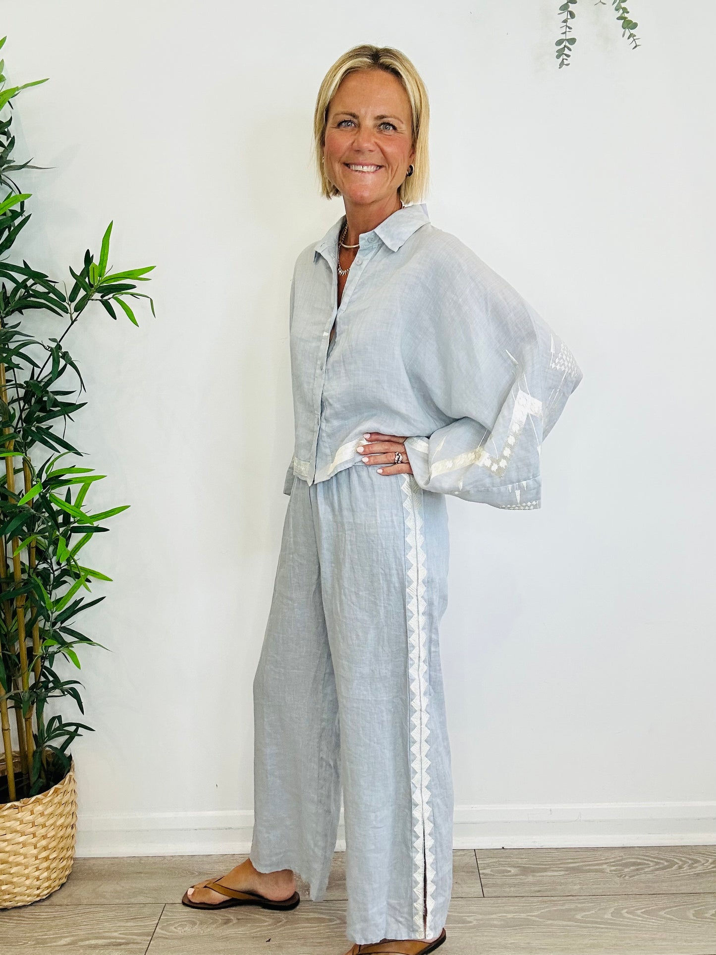 Linen Shirt & Trousers Set - Size S
