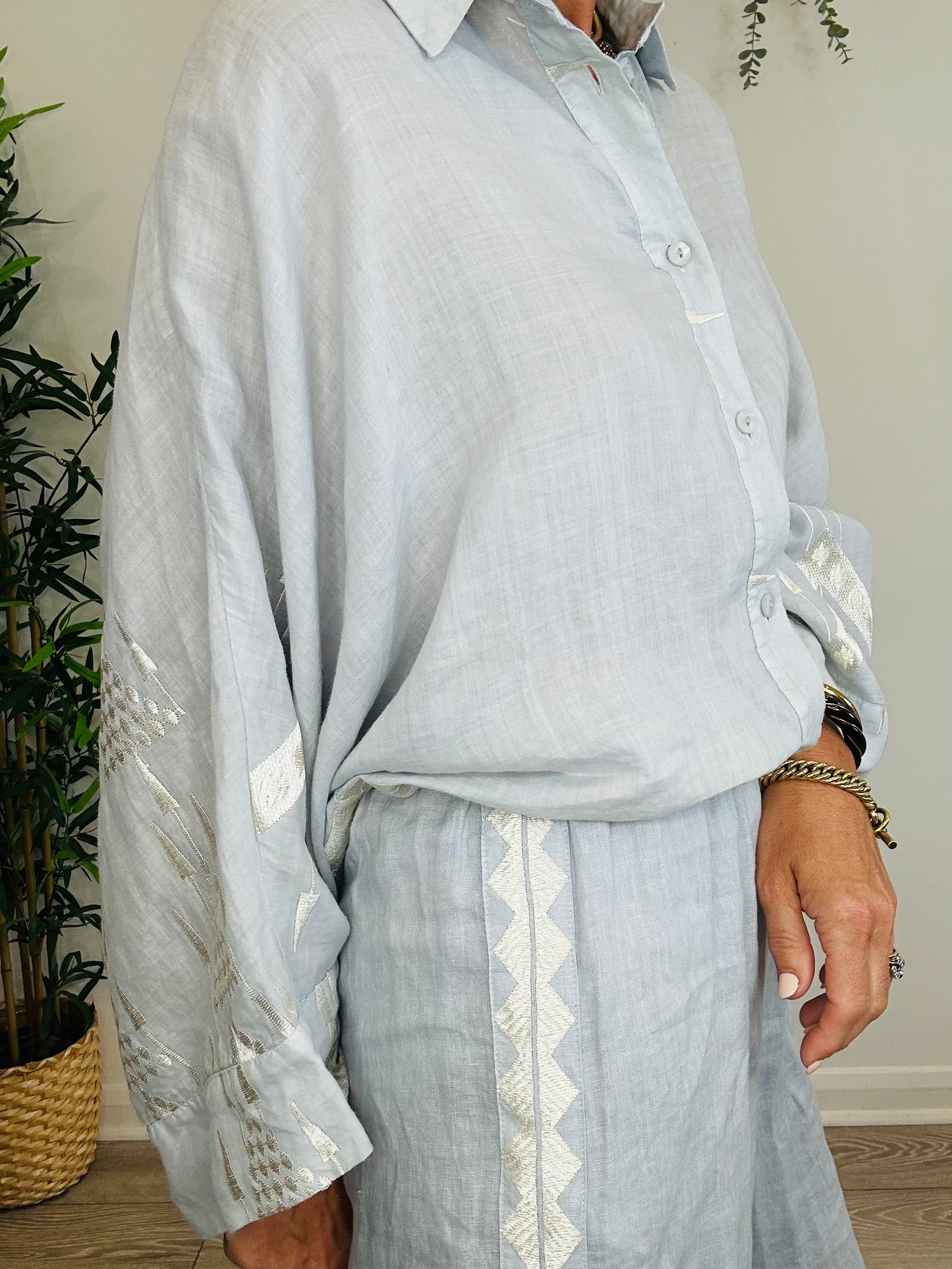 Linen Shirt & Trousers Set - Size S