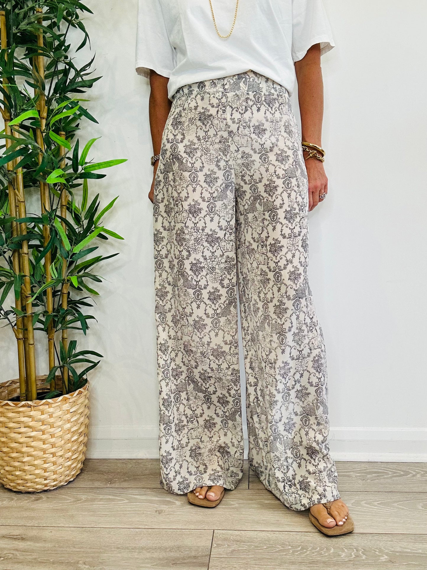 Silk Wide Leg Trousers - Size 42IT
