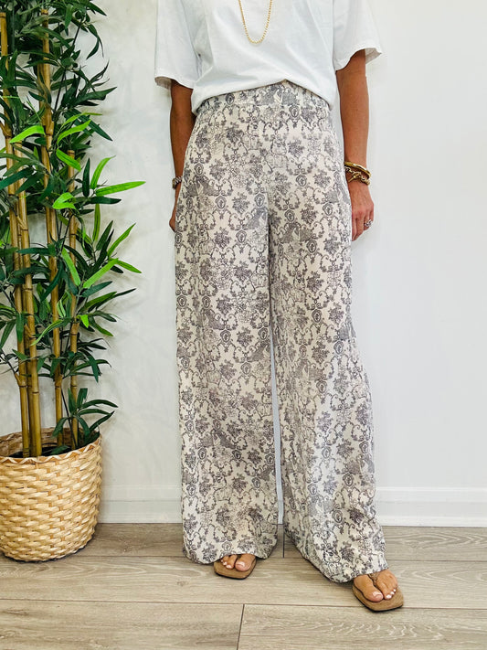Silk Wide Leg Trousers - Size 42IT