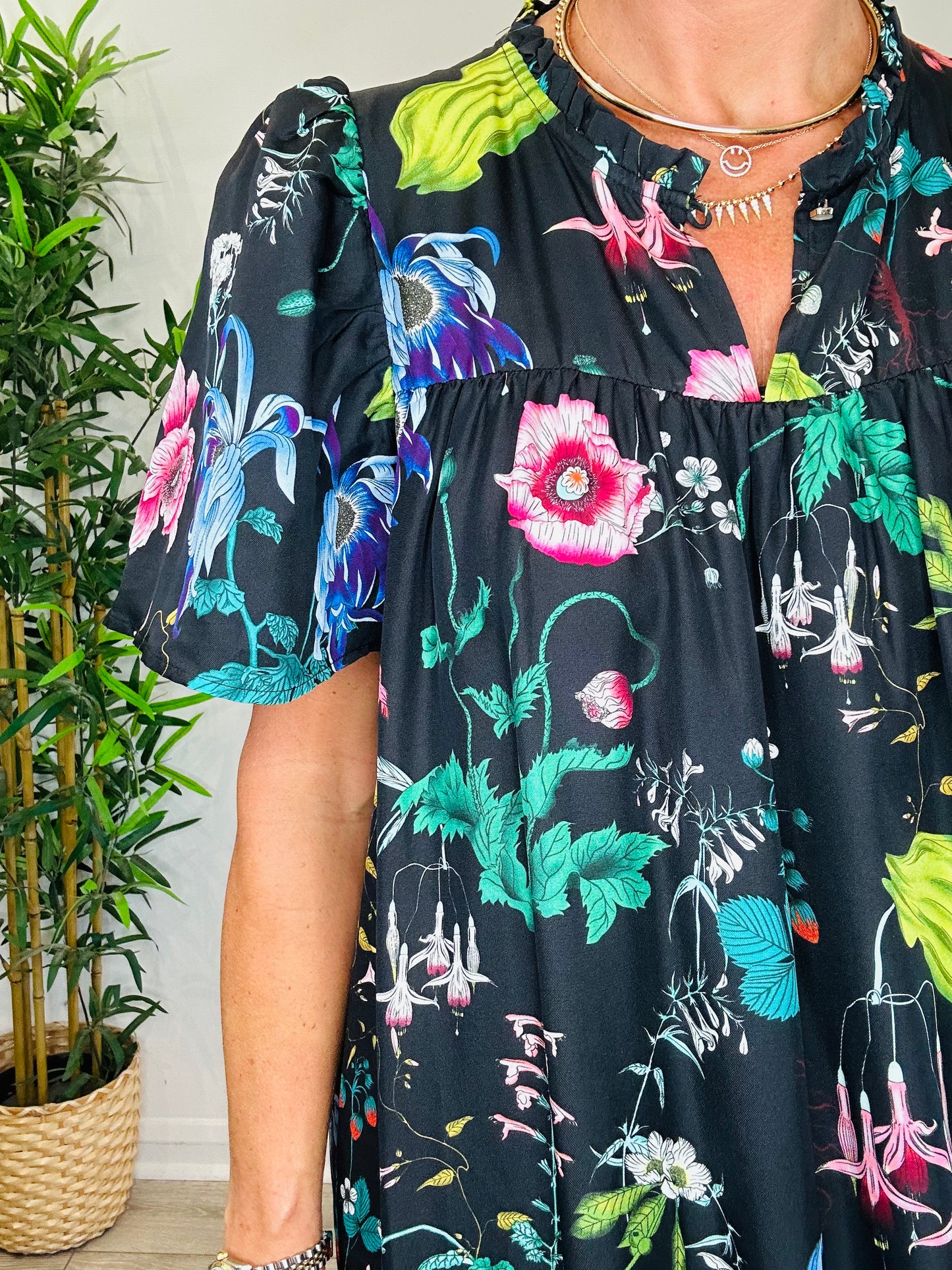 Floral Silk Dress - Size 34
