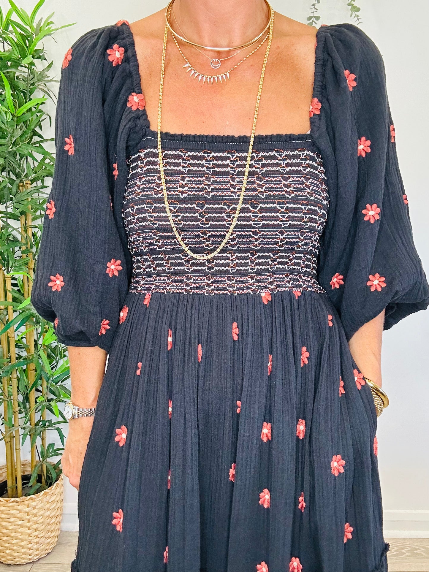 Embroidered Cotton Dress - Size S